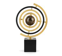 BG-DRGNING Gold Globe Decor Modern Abstract Metal Sculpture, Black & Gold Tabletop Statue for Coffee Table Centerpiece, Living Room Shelf & Home Office Desk Decor, Large