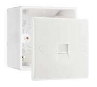 BG Electrical 1 Gang IDC Terminal Master Telephone Socket with 50mm Surface Pattress Box, White Moulded, 8BTMI/1 & 877