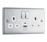BG Electrical 12W Double Switched Power Wall Plug