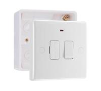 BG Electrical 13A 2 Pole Flex Outlet Neon Switched Fused Connection Unit with 32mm Surface Pattress Box, White Moulded, 853 & 891