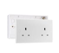 BG Electrical 13A Double Unswitched Power Plug Wall Socket with 32mm Surface Pattress Box, White Moulded, 824 & 892