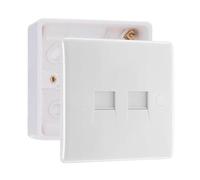 BG Electrical 2 Gang Screw Terminal Master Telephone Socket with 32mm Surface Pattress Box, White Moulded, 8BTM/2 & 891
