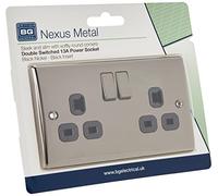 BG Electrical 2 x Nexus Metal 2 Gang 13A Switched Socket Black Nickel