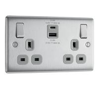 BG Electrical 22W Double Switched Wall Plug Socket