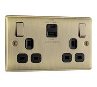 BG Electrical 22W Double Switched Wall Plug Socket