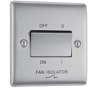 BG Electrical NBS15 Nexus Metal Brushed Steel 1 Gang 10Ax TP Fan Isolator Switch