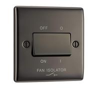 BG Electrical 3-Pole Fan Isolator Switch, Black Ni