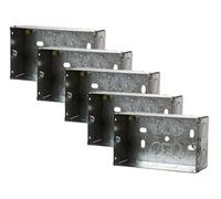 Bg Electrical 35mm 2 Gang Double Metal Back Box Flush Wall Mounted - Pack Of 5