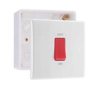 BG Electrical 45A 2 Pole Cooker Switch with 32mm Surface Pattress Box, White Moulded, 875 & 891