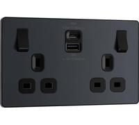 BG Electrical Double Switched Power Wall Plug Socket with Super Fast Charge Type A and Type C USB Charging Ports, Evolve, Matt Grey, 13A, 45W, PCDMG22UAC45B