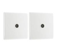 BG Electrical 860-01 Single Co-Axial Socket, White Moulded, Round Edge (Pack of 2)