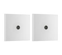 BG Electrical 960-0J Single Co-Axial Socket, White Moulded, Square Edge (Pack of 2)
