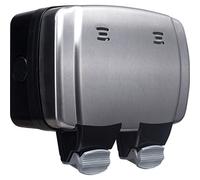 BG Electrical Outdoor Double Switched Power Wall Plug Socket, Decorative Weatherproof, Stainless Steel Black, 13A, IP66 Rated, WPL22