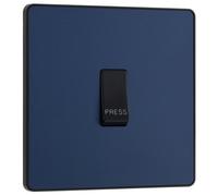 BG Electrical Evolve Single Bell Push Switch, 10A, Matt Blue