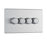 BG Electrical Bg Nexus Flatplate Screwless 4 Gang 2 Way Trailing Edge Dimmer Switch On/off