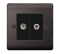 BG Electrical Bg Nexus Metal Black Nickel Single Socket For Tv Or Fm With Co-Axial Connection