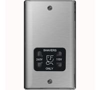 BG Electrical Bg Nexus Metal Brushed Steel Shaver Socket Black Insert - Nbs20B