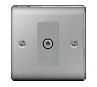 BG Electrical Bg Nexus Metal Brushed Steel Single Socket F-Type Satellite Connection - Nbs64