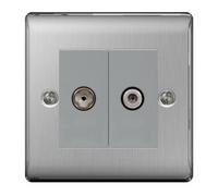 BG Electrical Bg Nexus Metal Brushed Steel Single Socket For Tv Or Fm With Co-Axial Connection