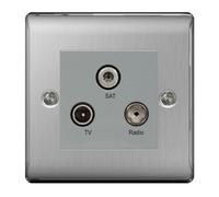 BG Electrical Bg Nexus Nbs67 Tv/fm/satellite Triplexer Socket (Brushed Steel)