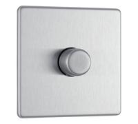 BG Electrical Bg Nexus Screwless Trailing Edge Dimmer Switch 1G 2 Way Brushed Steel - Fbs81