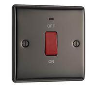 British General Cooker Control Switch Unit NBN74 - Single Plate, Double Pole, LED, 45A, Black Nickel
