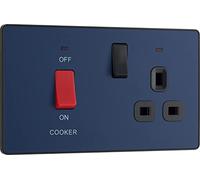 BG Evolve Matt Blue 45A 2-Pole Cooker Switch With 13A Switched Socket & LED Indicators - PCDDB70B
