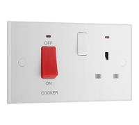 BG 970 White Square Edge DP Cooker + Socket + Neon