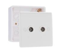 BG Electrical Double Isolated Co-Axial TV Socket Outlet with 32mm Surface Pattress Box, White Moulded, 863 & 891