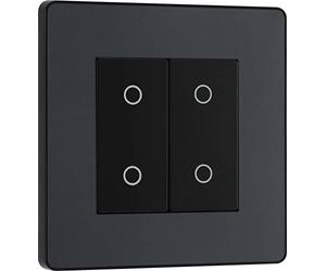BG Electrical Double Slave/Secondary Touch Dimmer Wall Light Switch, 2-Way, Trailing Edge, Screwless Front Plate, Evolve, Matt Grey, 200W, PCDMGTDS2B