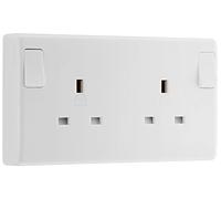 BG Electrical Double Switched Converter Power Plug Wall Socket, Nexus 800 Series, White Moulded, Round Edge, 13A, 822CON