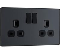 BG Evolve PCDMG22B 13A Double Switched Power Socket - Matt Grey (Black)