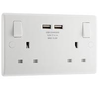 Masterplug 822U3-01 Switched Socket 2-Gang 13A With 2 X Usb Ports
