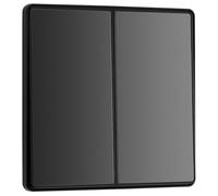 BG Electrical Double Wall Light Switch, 2-Way, Edge-to-Edge Rockers, Screwless Appearance, Round Edges, Evolve, Black Chrome, 20A, 16AX, PCDBC42EB