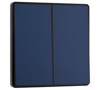 BG Electrical Double Wall Light Switch, 2-Way, Edge-to-Edge Rockers, Screwless Appearance, Round Edges, Evolve, Matt Blue, 20A, 16AX, PCDDB42EB