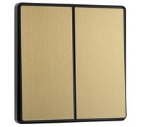 BG Electrical Double Wall Light Switch, 2-Way, Edge-to-Edge Rockers, Screwless Appearance, Round Edges, Evolve, Satin Brass, 20A, 16AX, PCDSB42EB