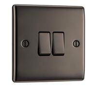 BG Nexus Metal Black Nickel Double Switch, 10Ax 2 Way - NBN42