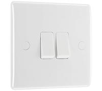 BG Electrical Double Wall Light Switch, 2 Way, Round Edge, Nexus 800 Series, White Moulded, 20A, 16AX, 842