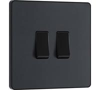 BG Evolve Matt Grey Double Light Switch 20A 16AX 2 Way - PCDMG42B