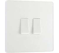 Evolve Pearlescent White (White) Double Light Switch 20A 16Ax 2 Way PCDCL42W-01