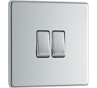 Screwless Flatplate Polished Chrome Double Switch 10Ax 2 Way FPC42-01