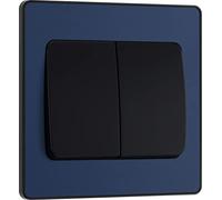 BG Evolve Matt Blue Double Light Switch 20A 16AX 2 Way Wide Rocker - PCDDB42WB