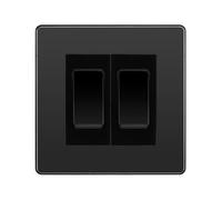 BG Electrical Evolve Black Chrome 2-Gang Light Switch 1x 2-Way + 1x Intermediate - Black Inserts