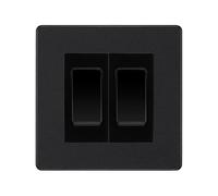 BG Electrical Evolve Matt Black 2-Gang Light Switch 1x 2-Way + 1x Intermediate - Black Inserts