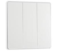 BG Electrical Triple Wall Light Switch, 2-Way, Edge-to-Edge Rockers, Screwless Appearance, Round Edges, Evolve, Pearlescent White, 20A, 16AX, PCDCL43EW