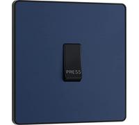 BG Electrical Evolve Single Bell Push Switch, 10A, Matt Blue