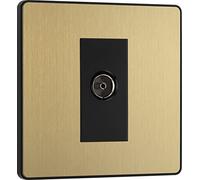 BG Evolve PCDSB60B Single Socket for TV or FM Co-Axial Aerial Connection - Satin Brass (Black)