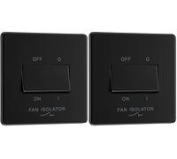 BG Electrical Fan Isolator Switch, 10A, Triple Pole, Matt Black (Pack of 2)