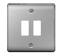 BG Electrical GNBS2 Nexus Metal Brushed Steel 2 Module Frontplate 86mm x 86mm