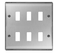 BG Electrical GNBS6 Nexus Metal Brushed Steel 6 Module Frontplate 146mm x 146mm